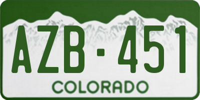 CO license plate AZB451