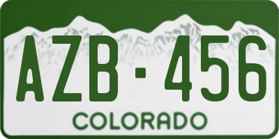 CO license plate AZB456