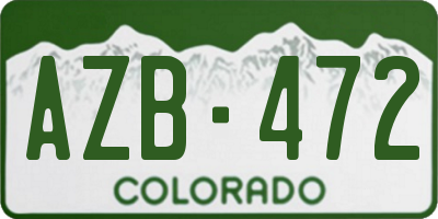 CO license plate AZB472