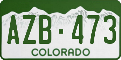 CO license plate AZB473