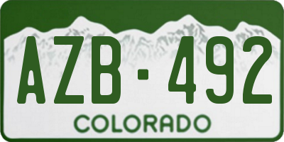 CO license plate AZB492