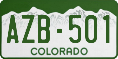 CO license plate AZB501