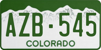 CO license plate AZB545