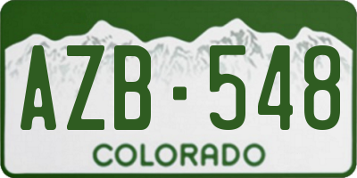 CO license plate AZB548