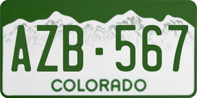 CO license plate AZB567