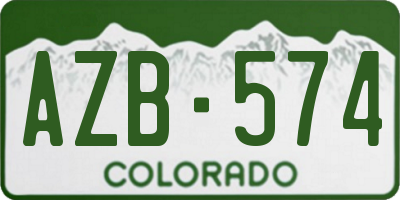 CO license plate AZB574
