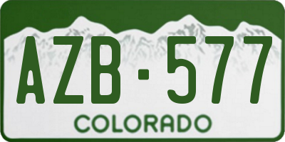 CO license plate AZB577