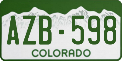 CO license plate AZB598