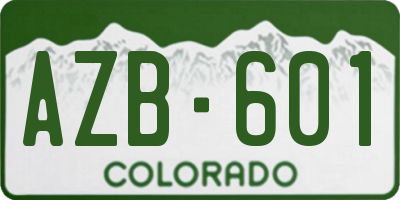 CO license plate AZB601