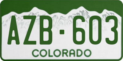 CO license plate AZB603