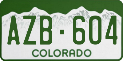 CO license plate AZB604