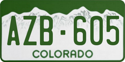 CO license plate AZB605