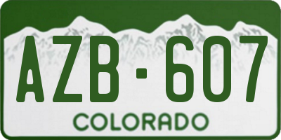 CO license plate AZB607