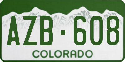 CO license plate AZB608