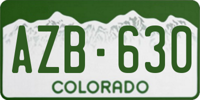 CO license plate AZB630