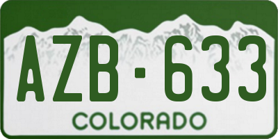 CO license plate AZB633