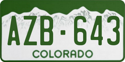 CO license plate AZB643