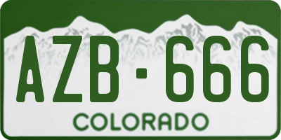 CO license plate AZB666