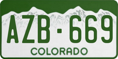 CO license plate AZB669