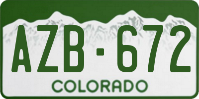 CO license plate AZB672