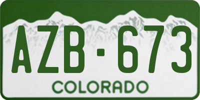 CO license plate AZB673