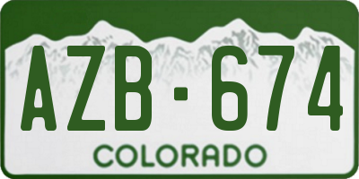 CO license plate AZB674