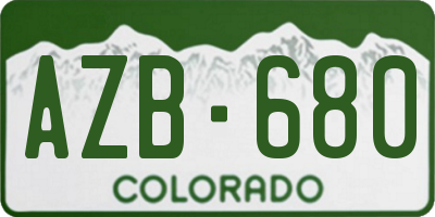 CO license plate AZB680