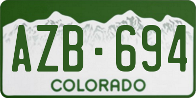 CO license plate AZB694