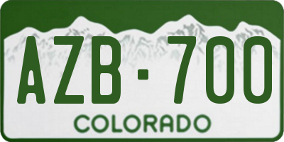 CO license plate AZB700