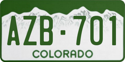 CO license plate AZB701