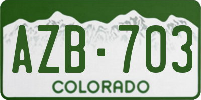 CO license plate AZB703
