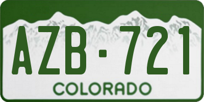 CO license plate AZB721