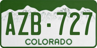 CO license plate AZB727