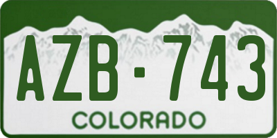 CO license plate AZB743