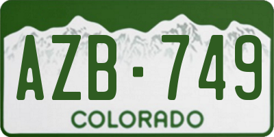 CO license plate AZB749