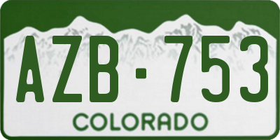 CO license plate AZB753