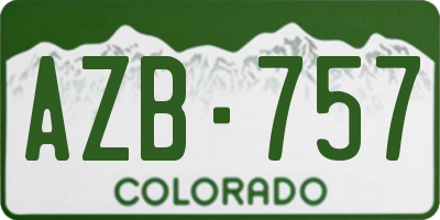 CO license plate AZB757