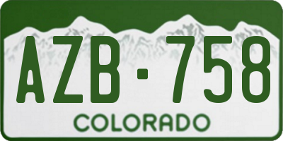 CO license plate AZB758