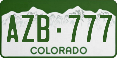 CO license plate AZB777