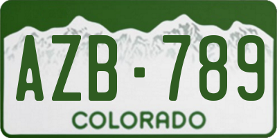 CO license plate AZB789