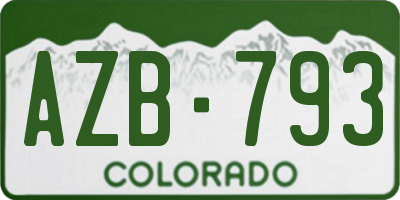 CO license plate AZB793