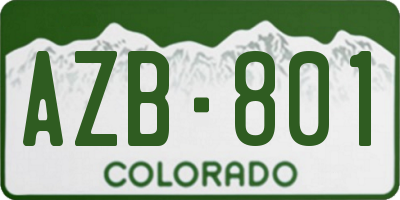 CO license plate AZB801