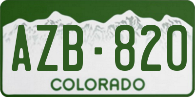 CO license plate AZB820