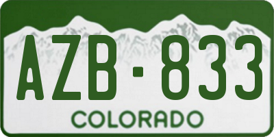 CO license plate AZB833