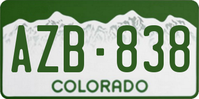 CO license plate AZB838