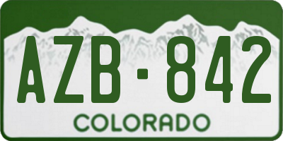 CO license plate AZB842