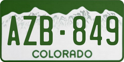 CO license plate AZB849