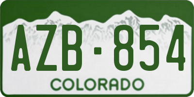 CO license plate AZB854