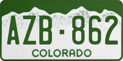 CO license plate AZB862