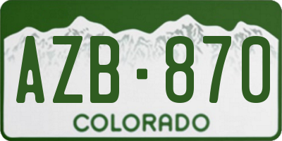 CO license plate AZB870